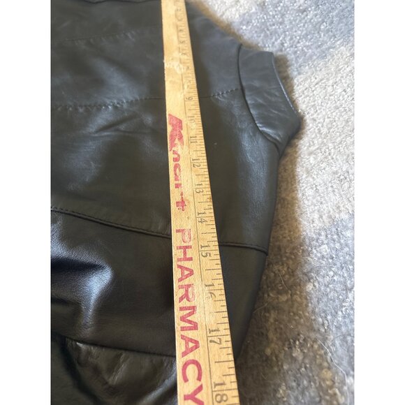 EXCELLED Womens Black Leather Moto Jacket Zippered Pockets & Sleeve Sz M NWT - Picture 14 of 15